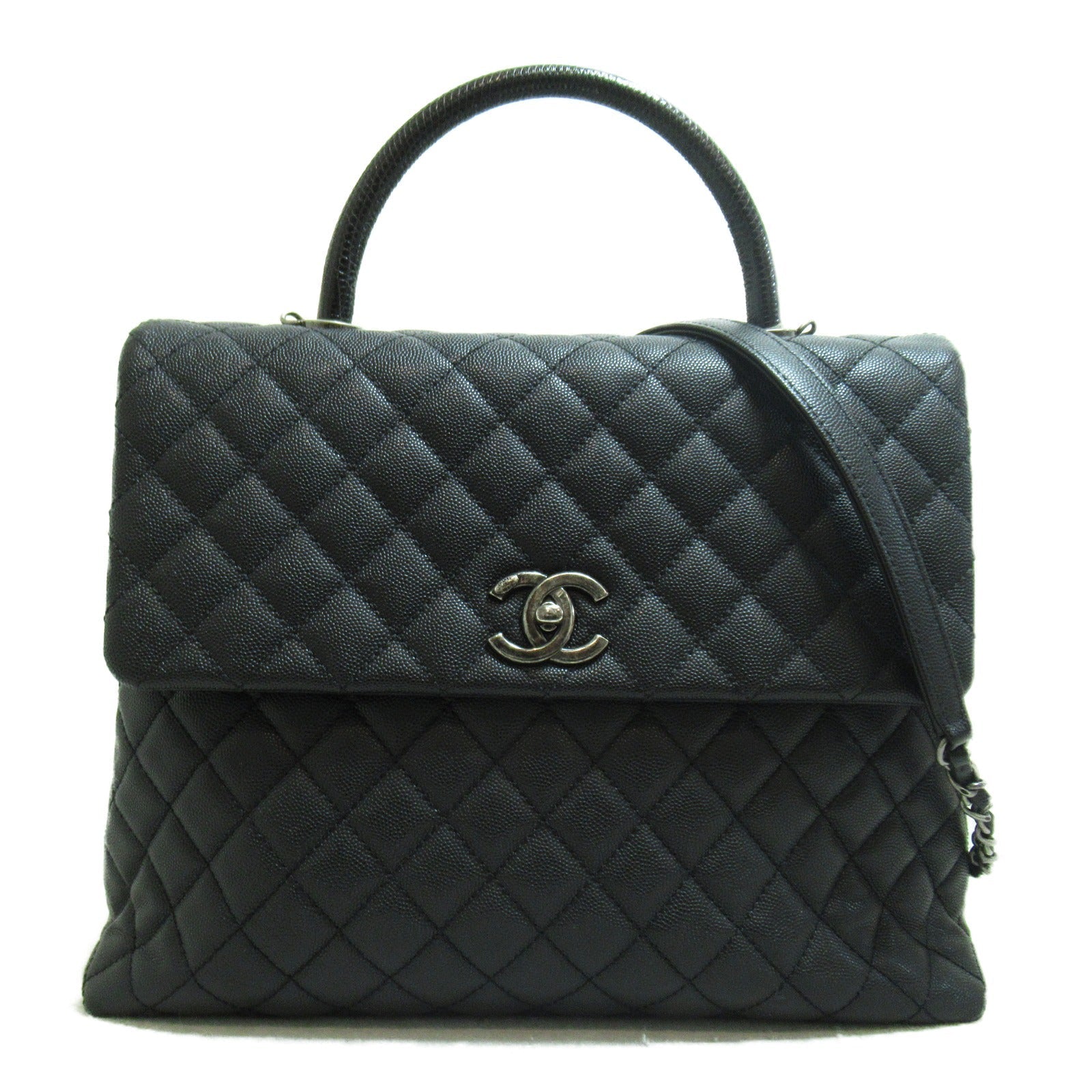 Chanel Caviar Skin Lizard Coco Handle 2way Bag