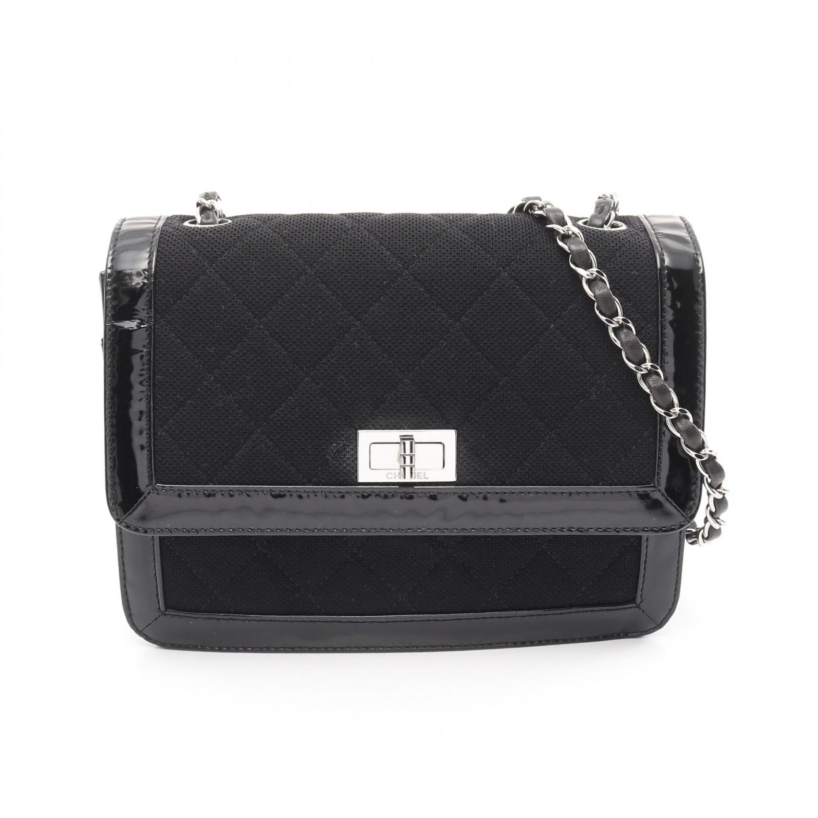 Chanel 2.55 Matelasse Canvas Patent Leather Shoulder Bag