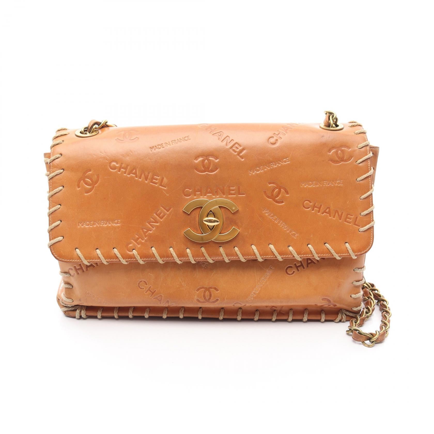 Chanel De Coco Mark Baseball Stitch Leather Shoulder Bag