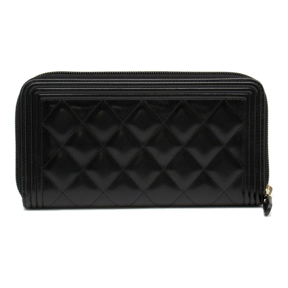 Chanel Boy Long Wallet Black Leather
