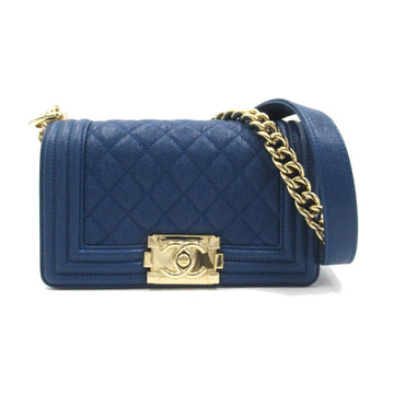 Chanel Boy Caviar Skin Chain Shoulder Bag Blue