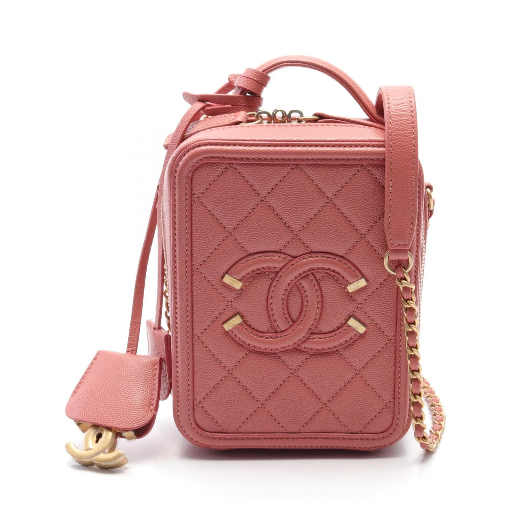 Chanel Caviar CC Filigree Shoulder Bag Pink