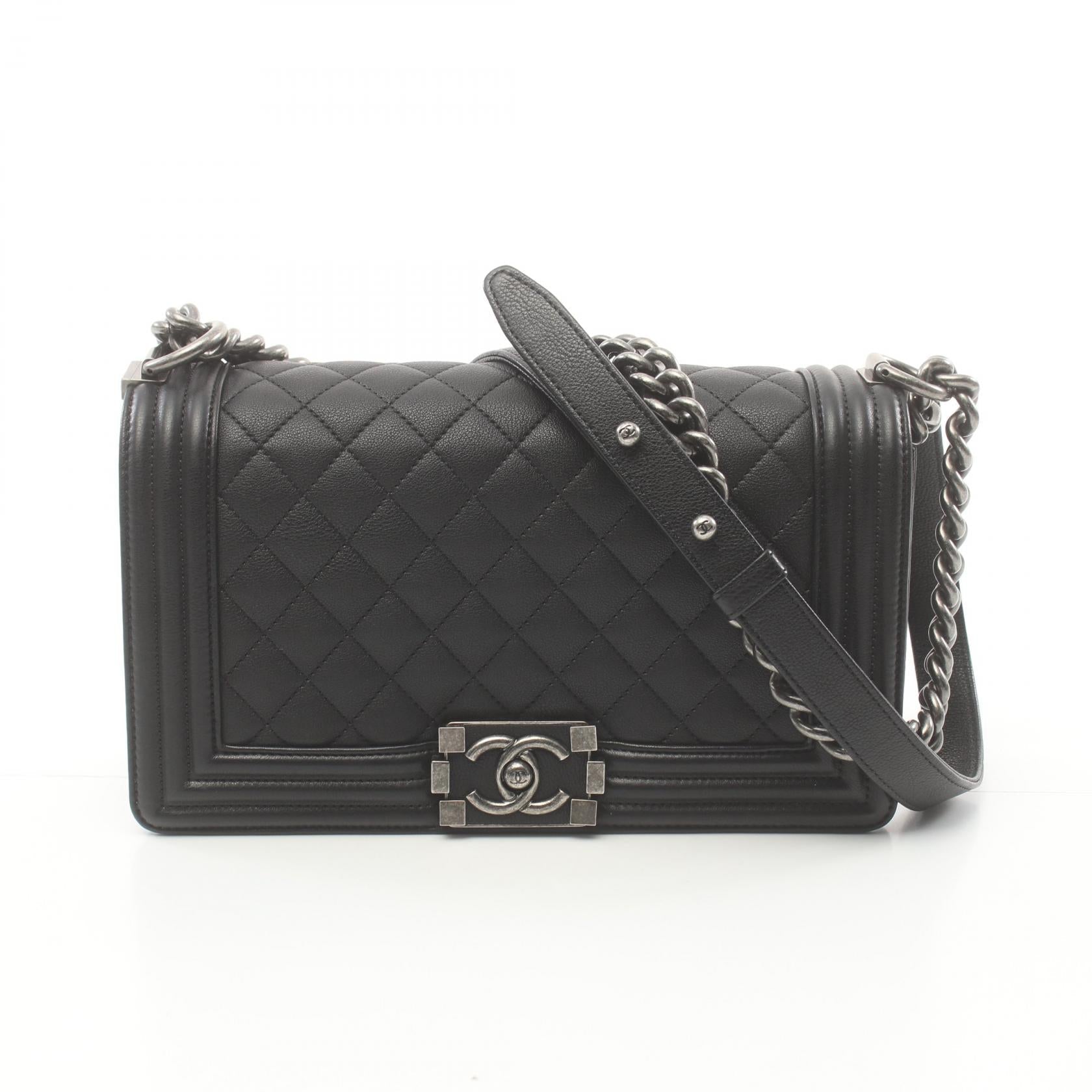 Chanel Boy Caviar Shoulder Bag Black