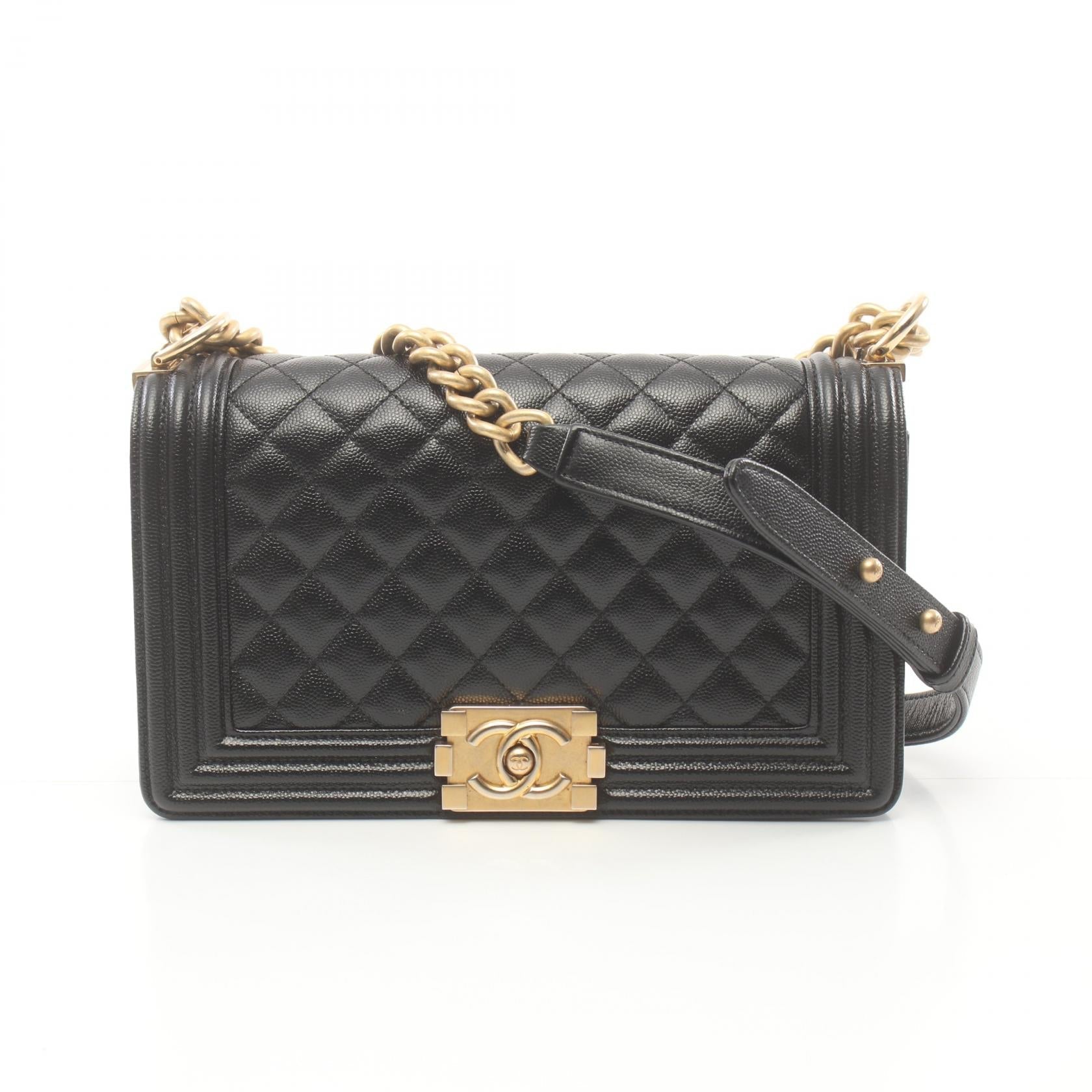 Chanel Boy Caviar Shoulder Bag Black