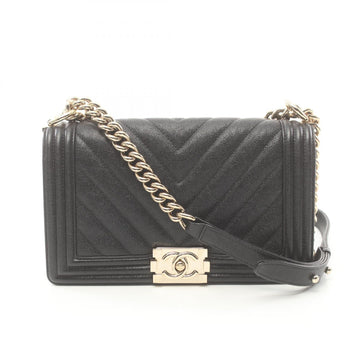 Chanel Boy V-Stitch Leather Shoulder Bag