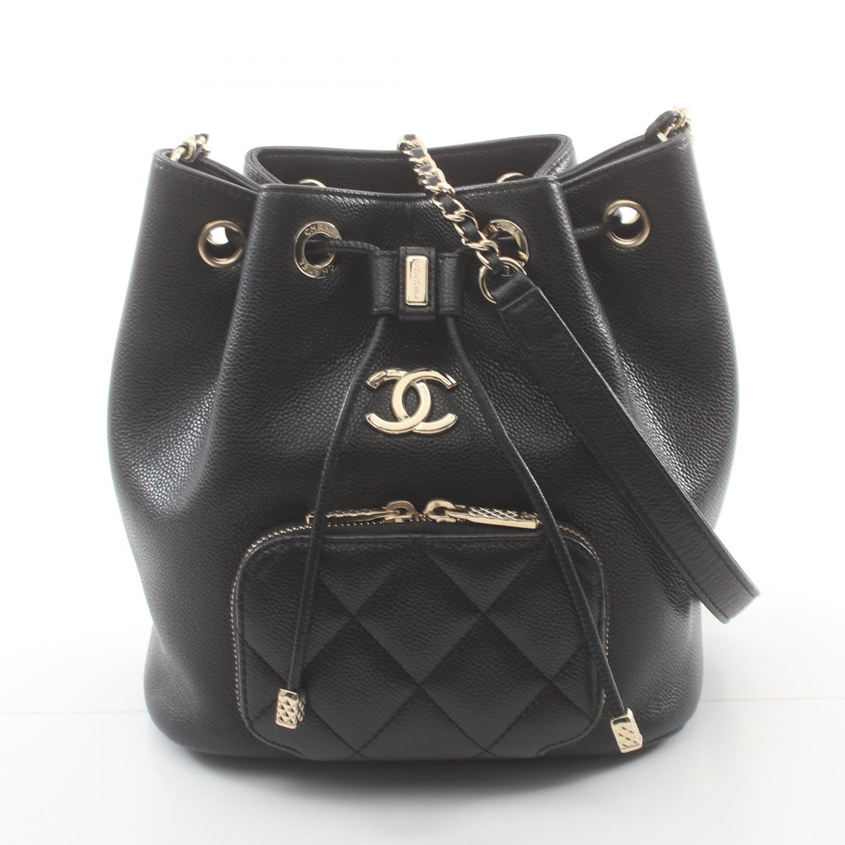 Chanel Caviar Matelasse Bucket Shoulder Bag AS2353