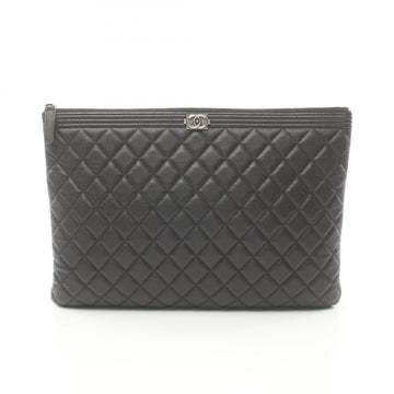 Chanel Quilted Caviar Zip Clutch Bag Leather Clutch Bag in New Condition