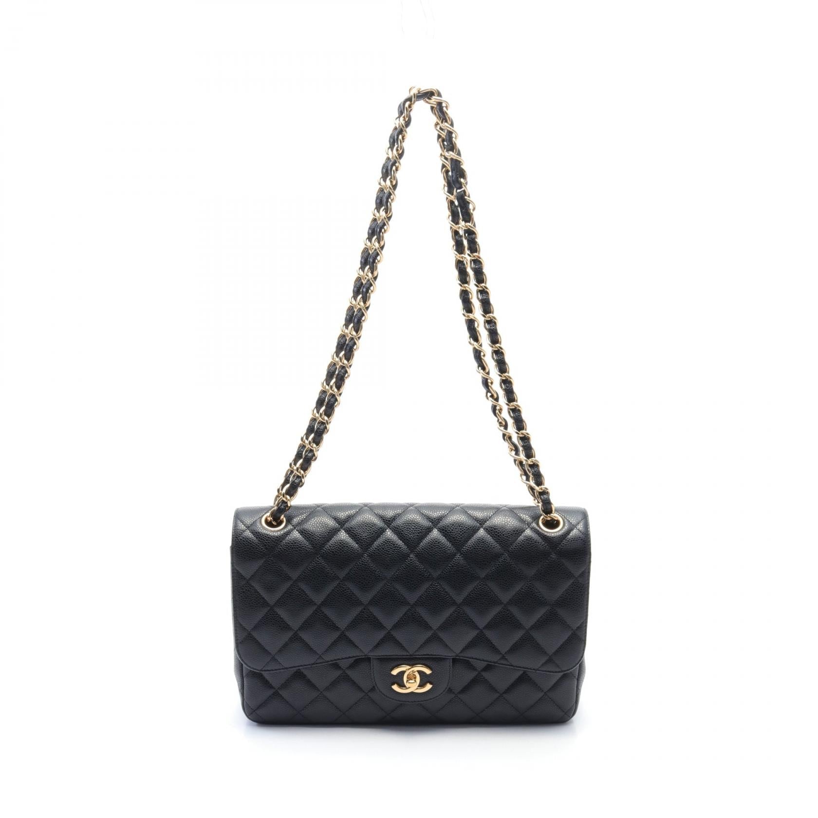 Chanel Caviar Skin Shoulder Bag Black