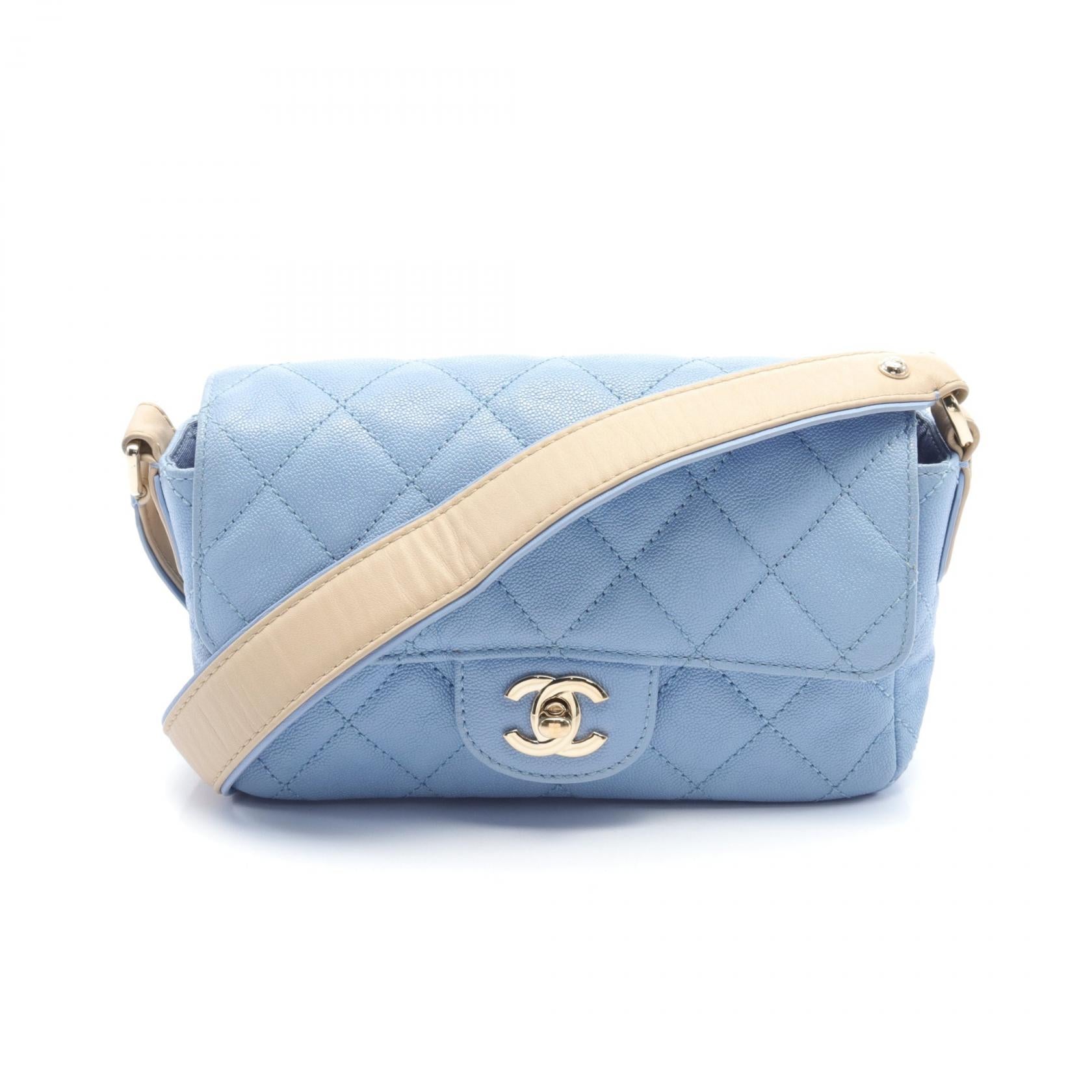 Chanel Caviar Shoulder Bag Blue