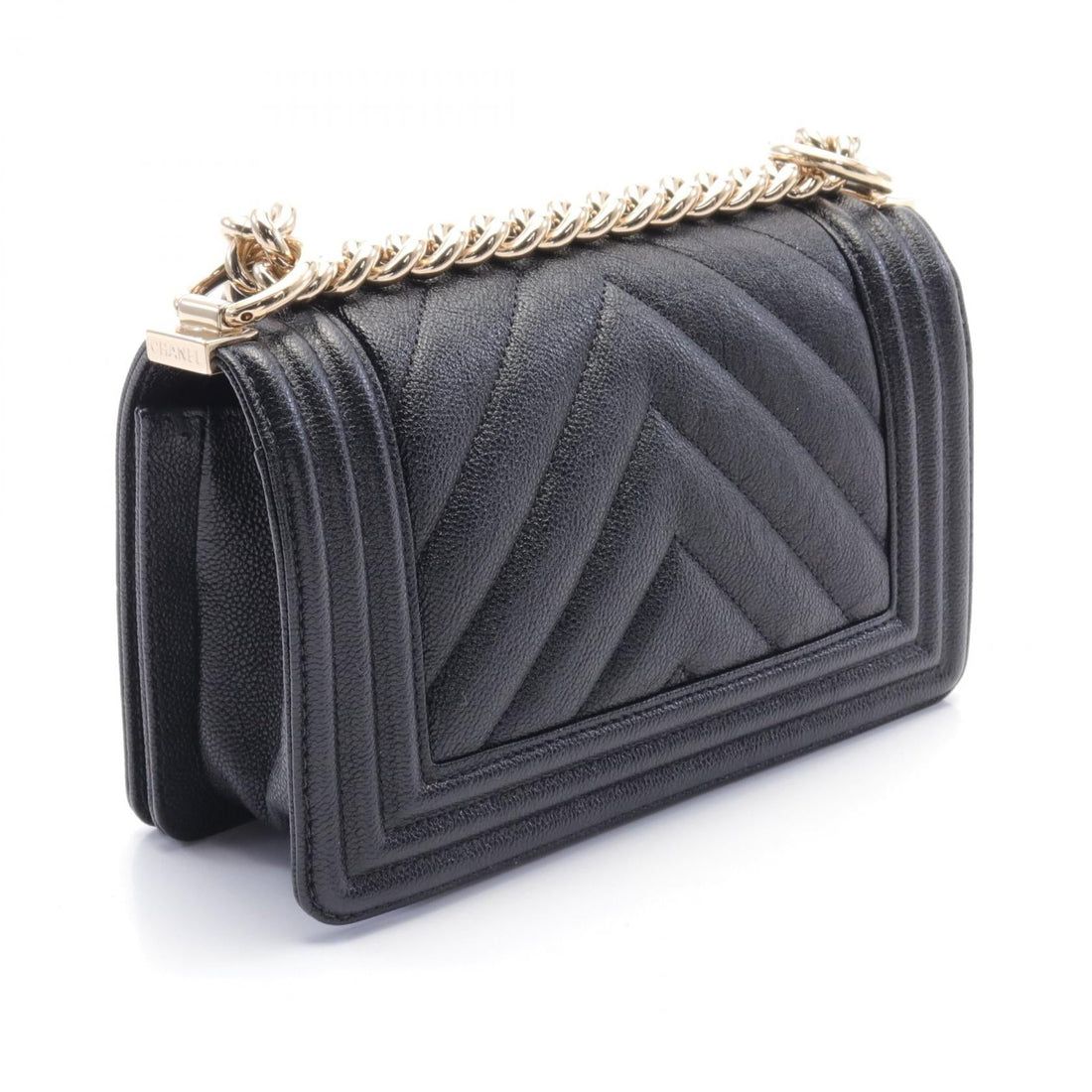 Chanel Boy Small Chevron Shoulder Bag Black