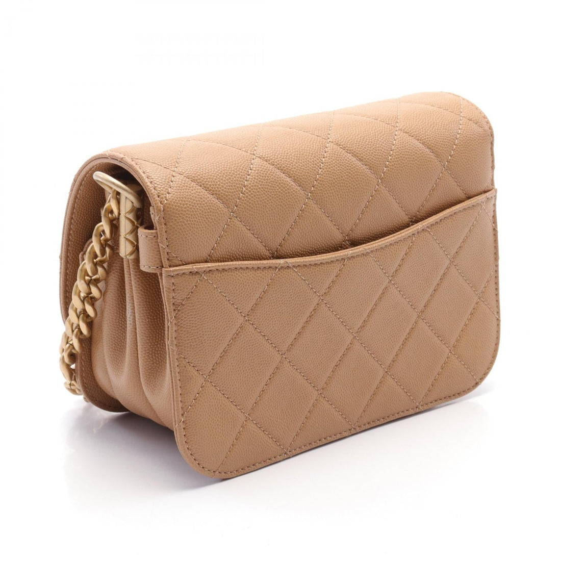 Chanel Caviar Skin Matelasse Shoulder Bag Beige