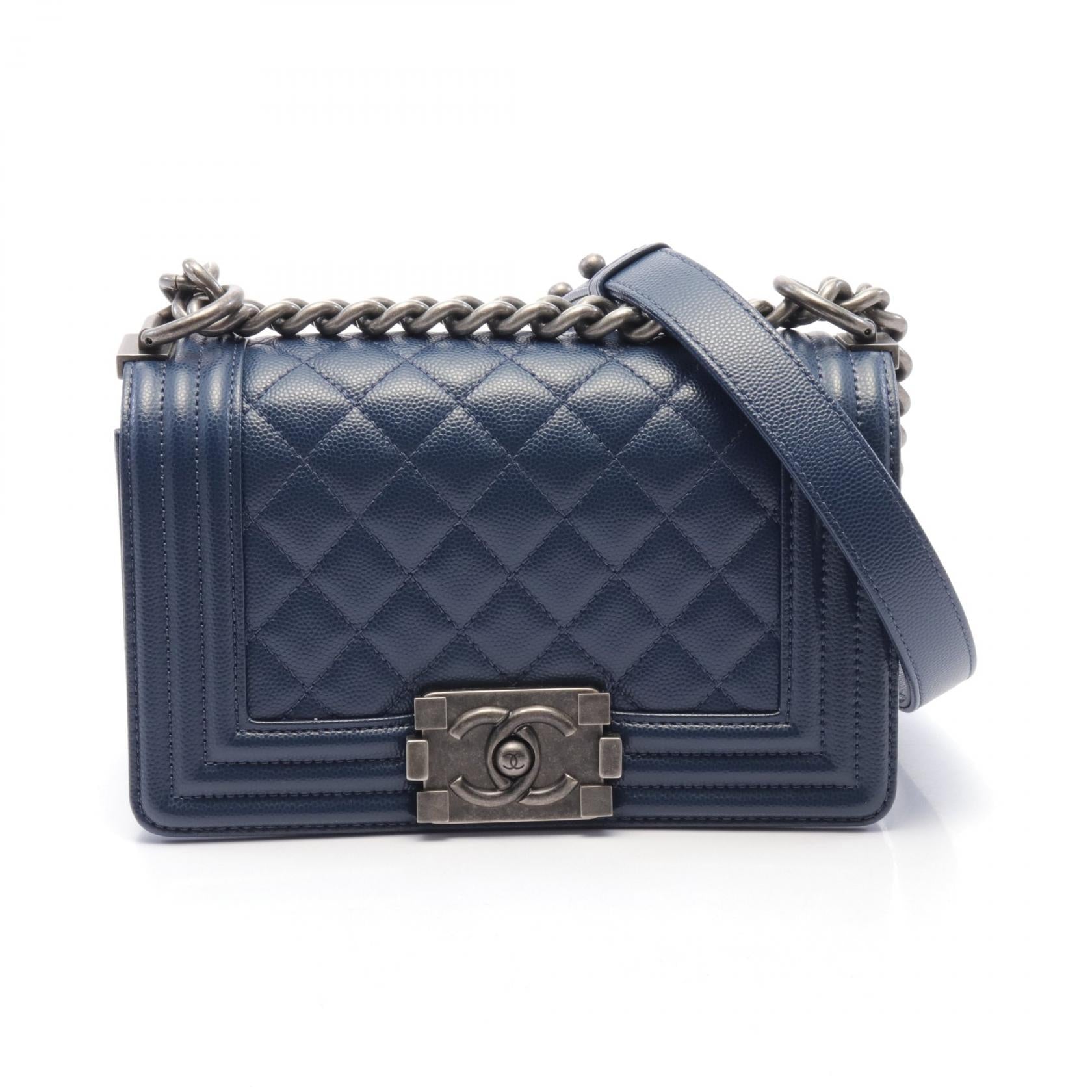 Chanel Boy Small Matelasse Shoulder Bag Navy