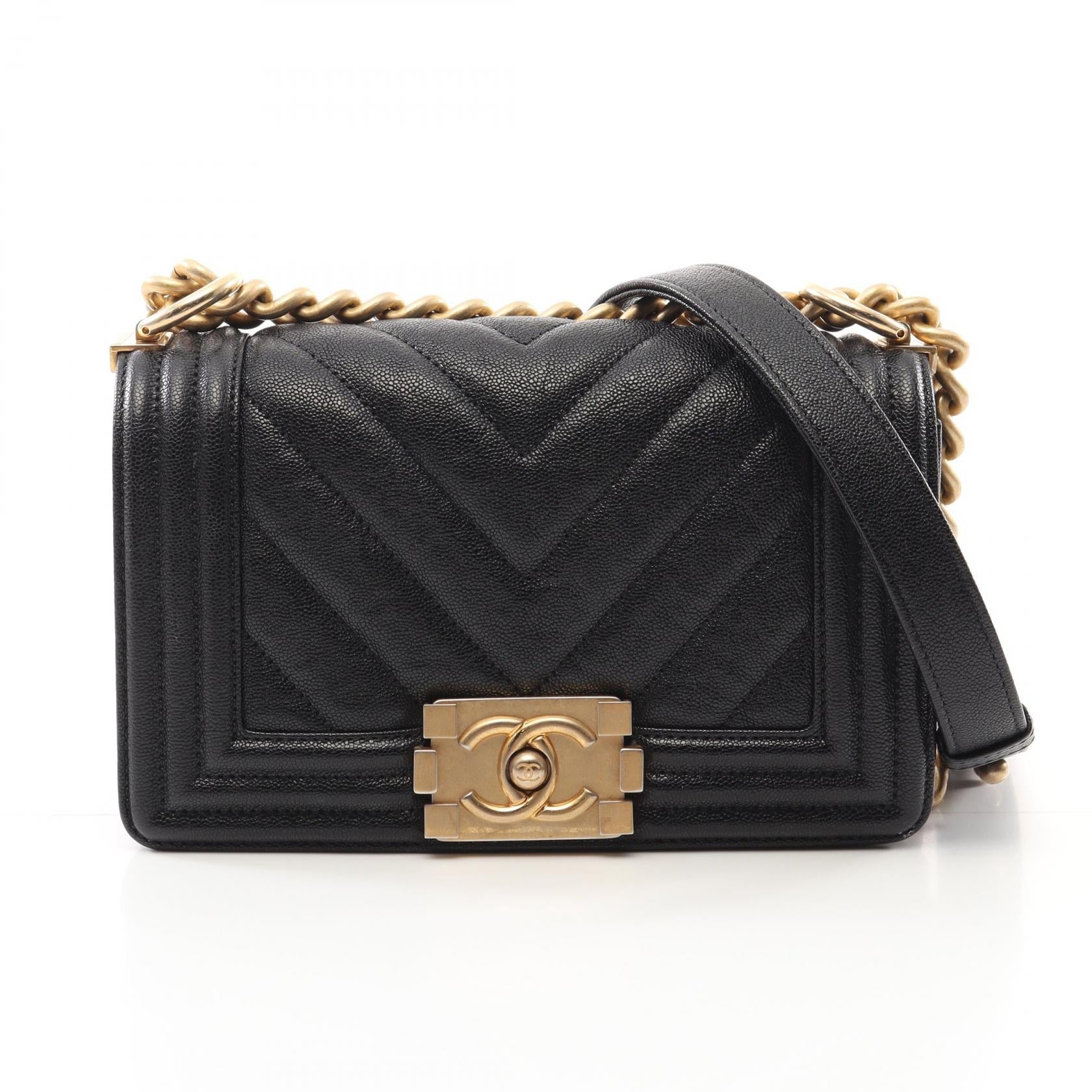 Chanel Boy Chanel V Stitch Chevron Calfskin Shoulder Bag