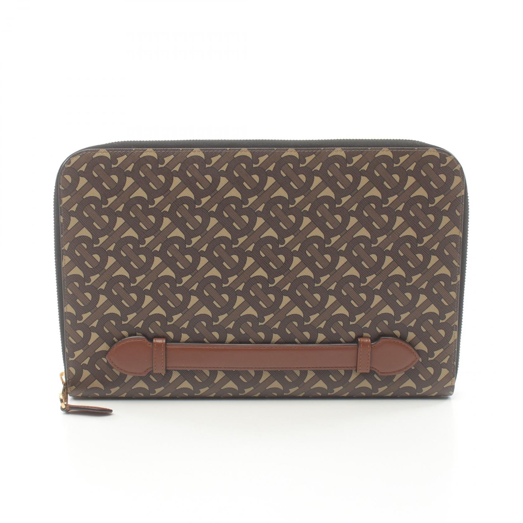 Burberry TB Monogram Coated Canvas Clutch Bag