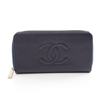 Chanel Caviar Skin Round Wallet Navy A50071