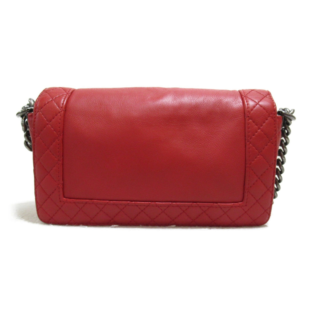 Chanel Boy Chain Shoulder Bag Red Leather