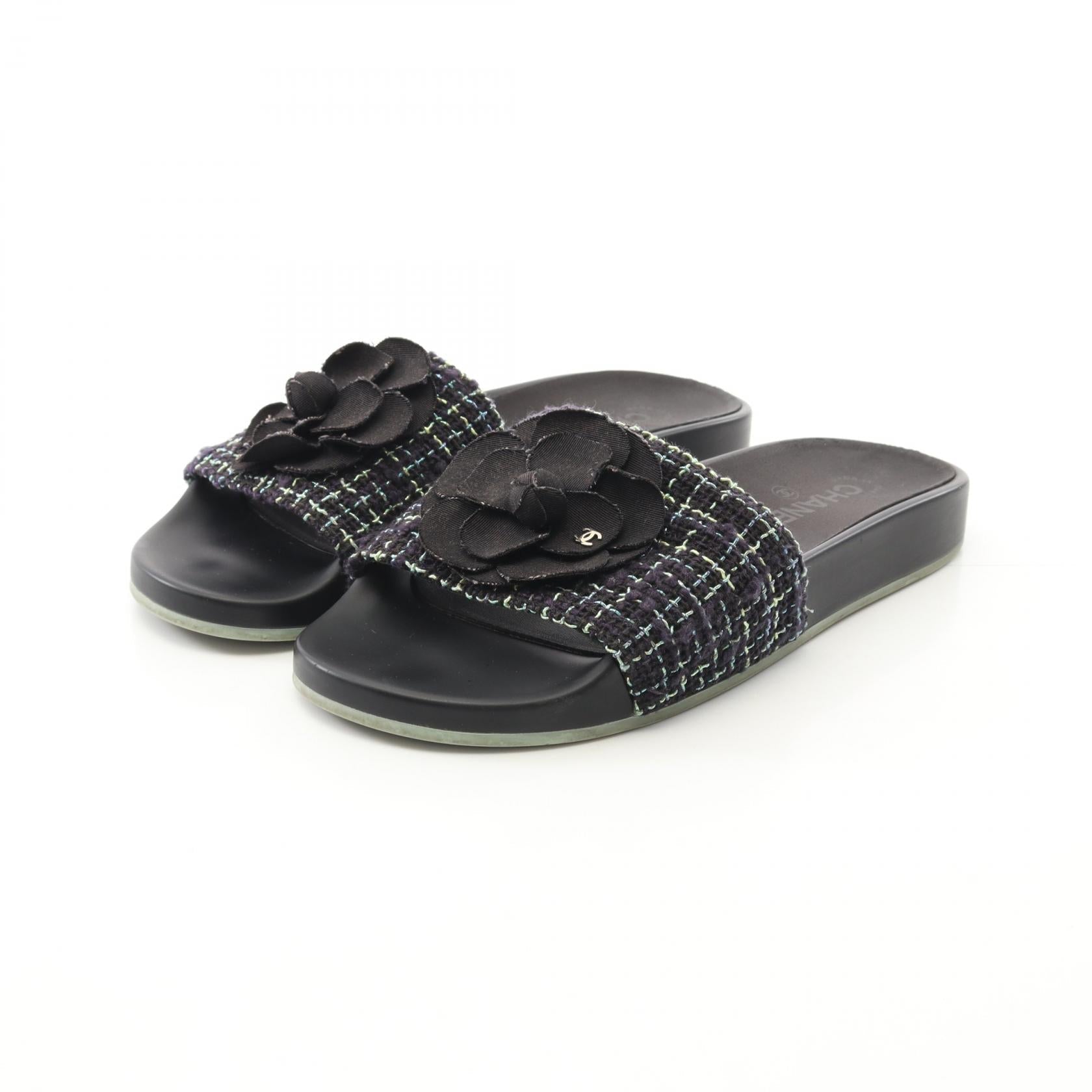 Chanel Camellia Fabric Rubber Sandals