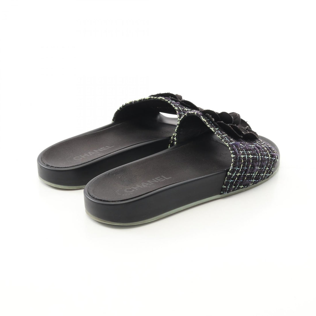 Chanel Camellia Fabric Rubber Sandals