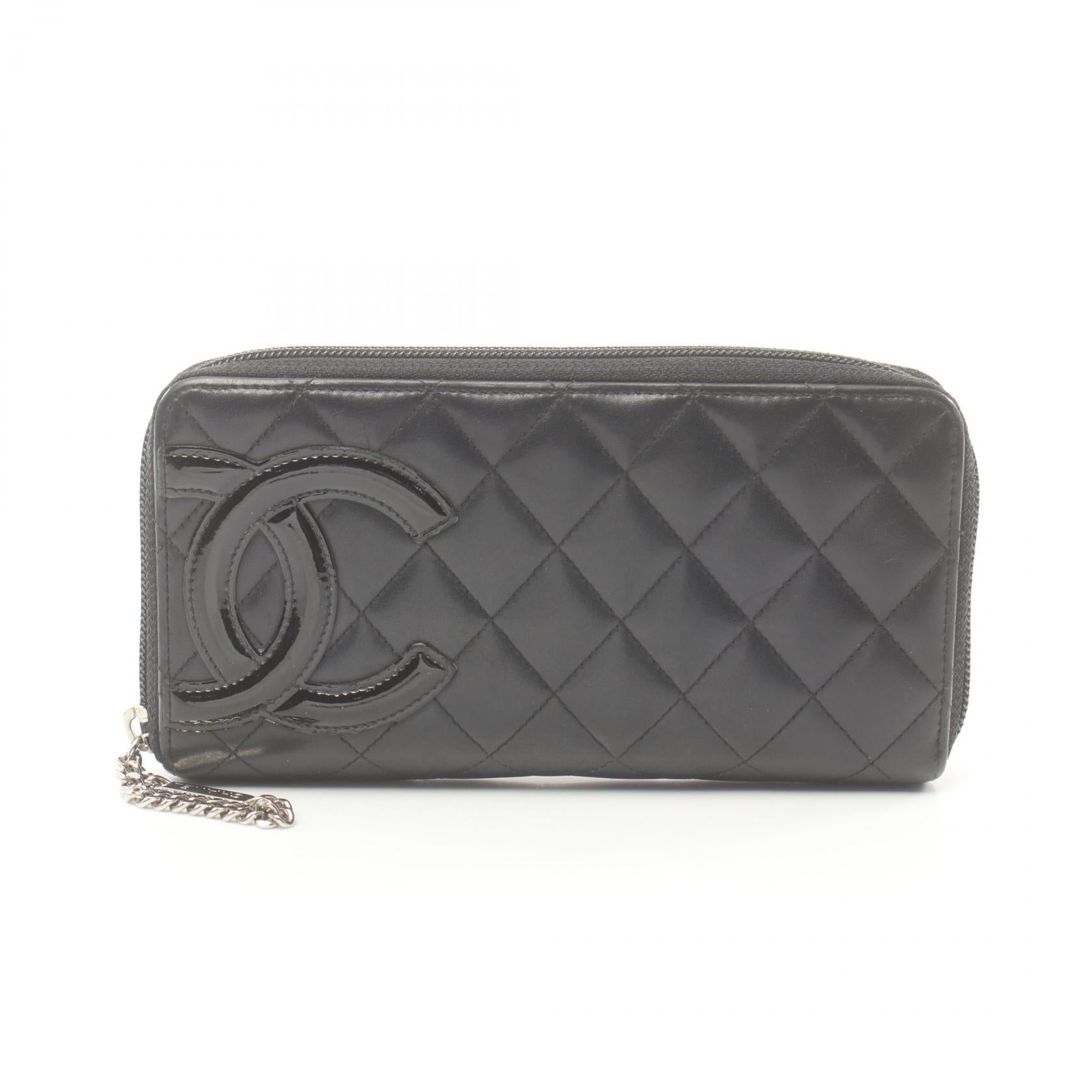 Chanel Cambon Line Round Wallet Leather Black