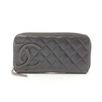 Chanel Cambon Line Round Wallet Leather Black