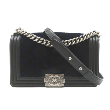 Chanel Boy Lambskin Shoulder Bag Navy/Black