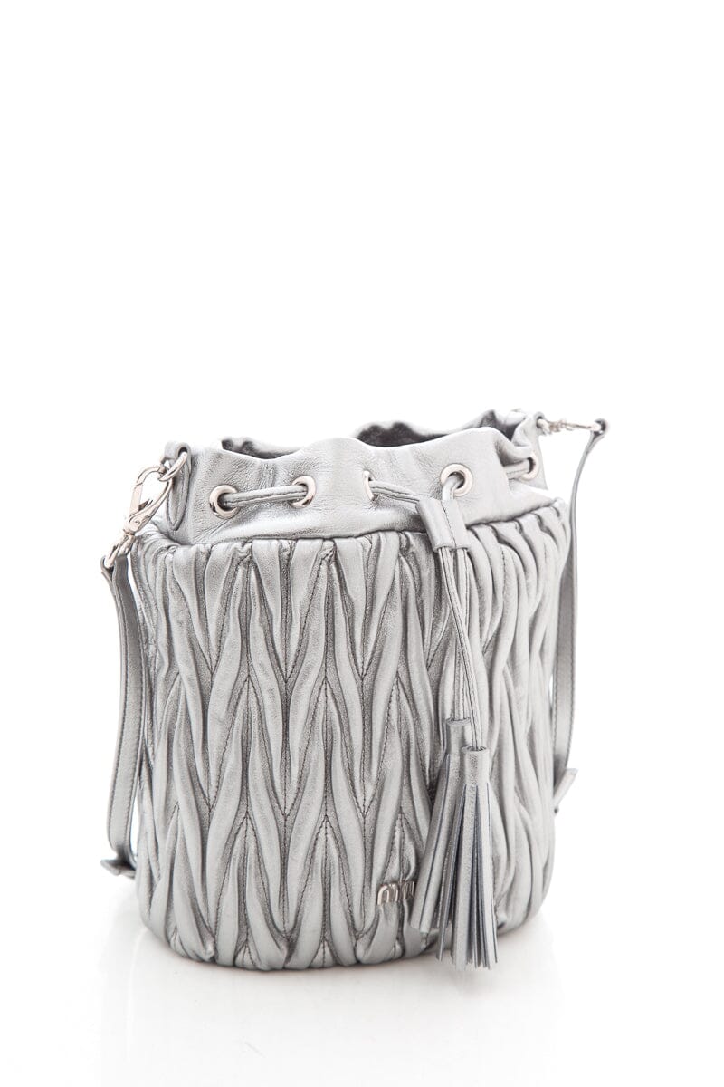 Miu Miu Silver Bandoliera Chain Bucket Bag