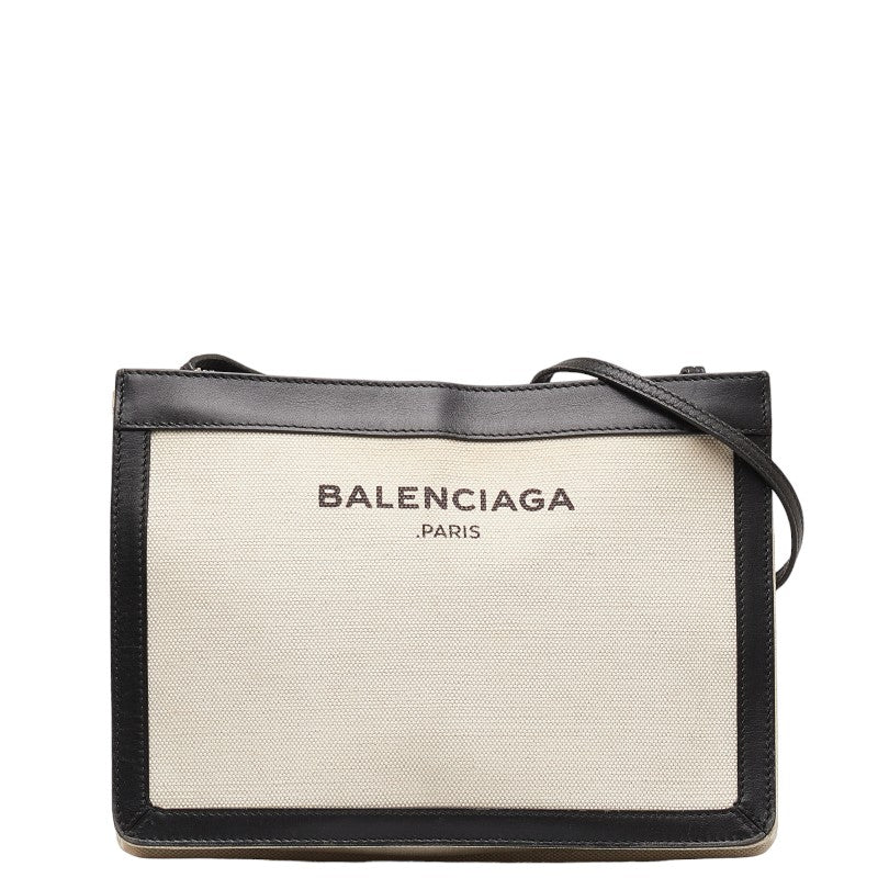 Balenciaga Canvas Leather Navy Pochette Shoulder Bag 339937