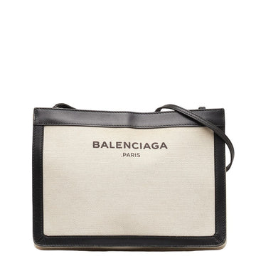 Balenciaga Canvas Leather Navy Pochette Shoulder Bag 339937