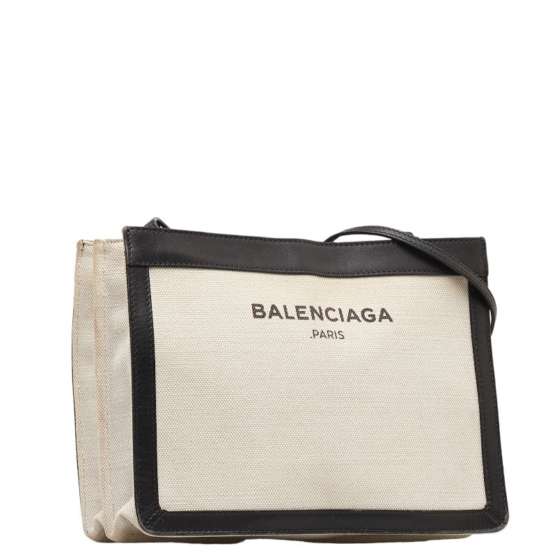 Balenciaga Canvas Leather Navy Pochette Shoulder Bag 339937
