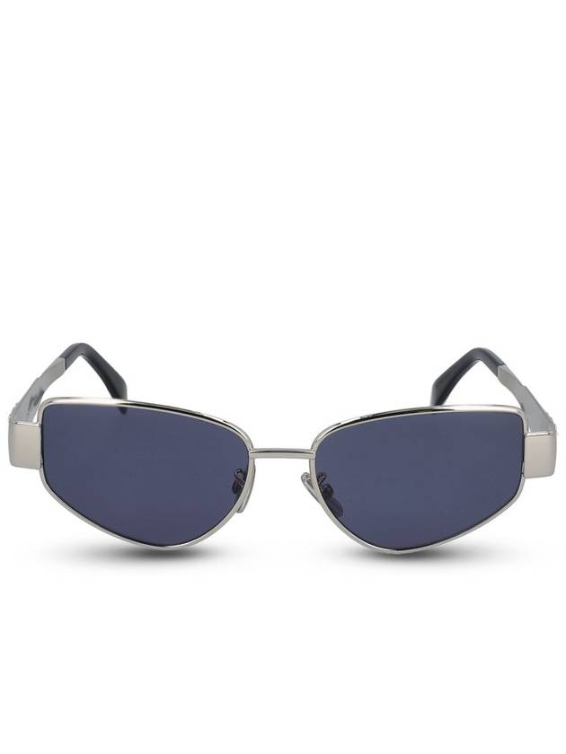 CELINE Eyewear Triomphe Metal 04 Cat-Eye Sunglasses Silver Blue