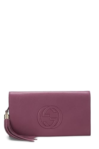Gucci, Purple Grained Leather Soho Clutch, Purple