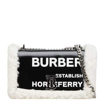 Burberry Lola TB Horseferry Print Leather Shearling Shoulder Bag