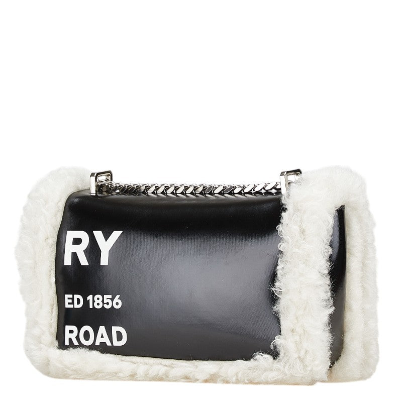 Burberry Lola TB Horseferry Print Leather Shearling Shoulder Bag