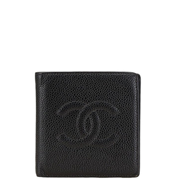 Chanel Caviar Skin Coco Mark Compact Wallet Black