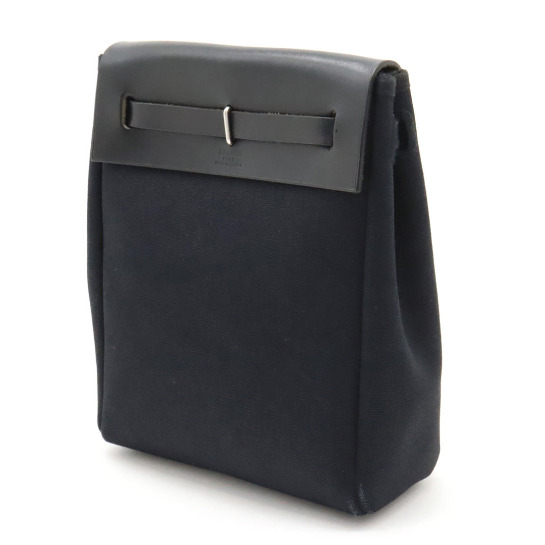 Hermes Toile Officier/Leather Herbag TPM Clutch