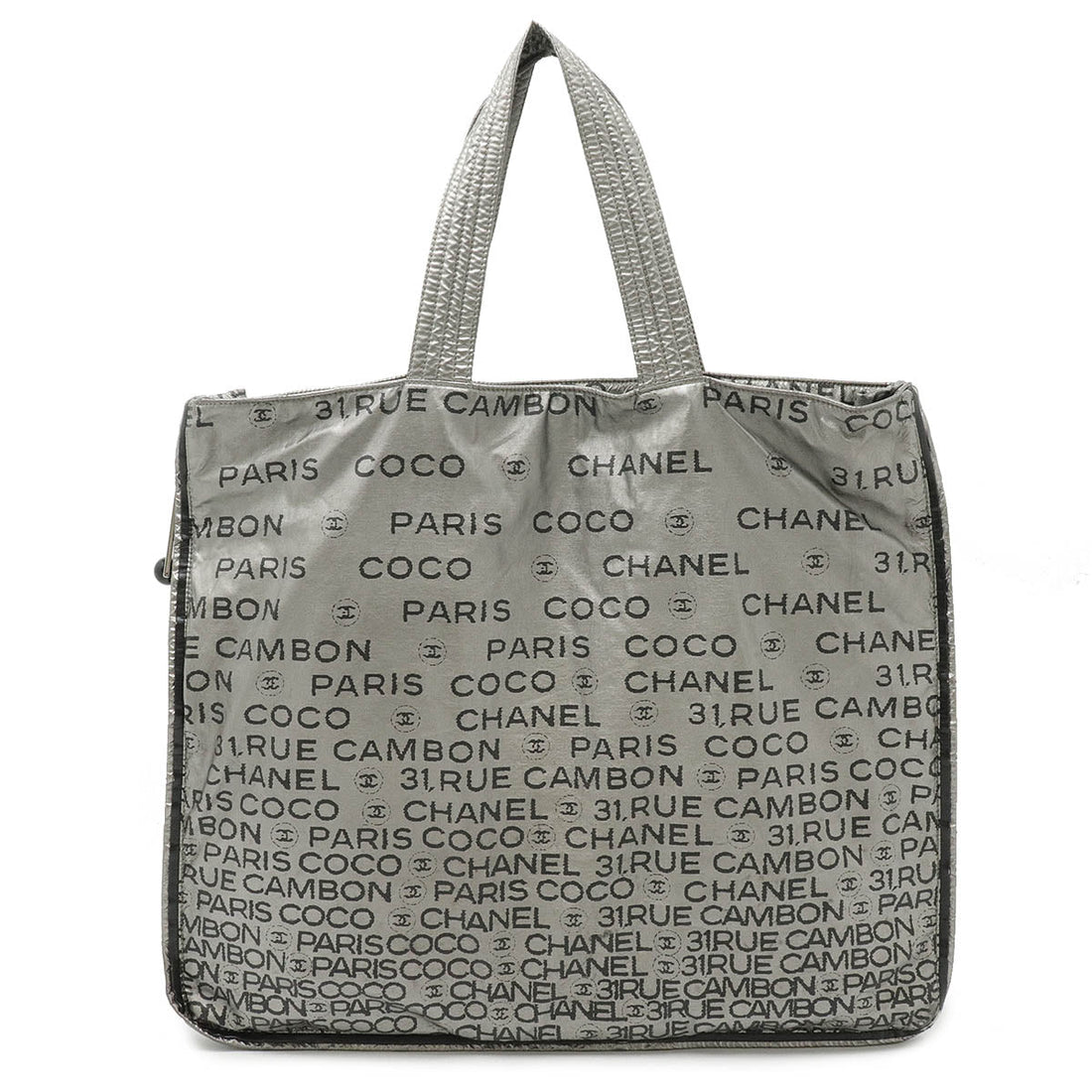 Chanel Nylon Logo Tote Bag Silver A46113