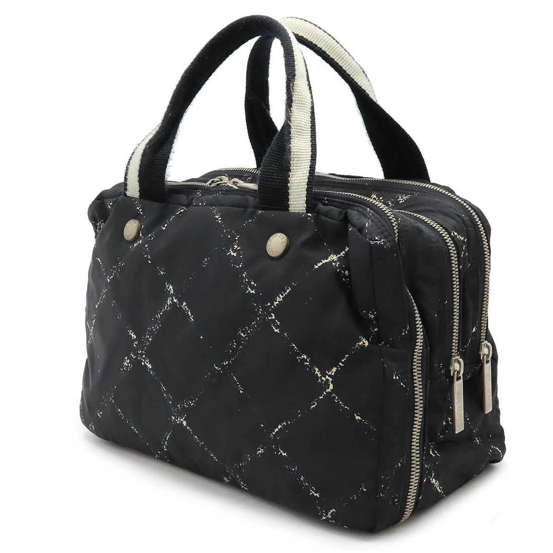 Chanel Nylon Mini Boston Handbag Black Red