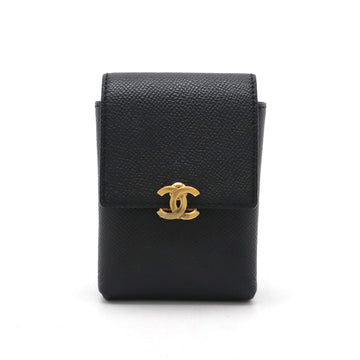 Chanel Caviar Skin Coco Mark iQOS Case Leather Black