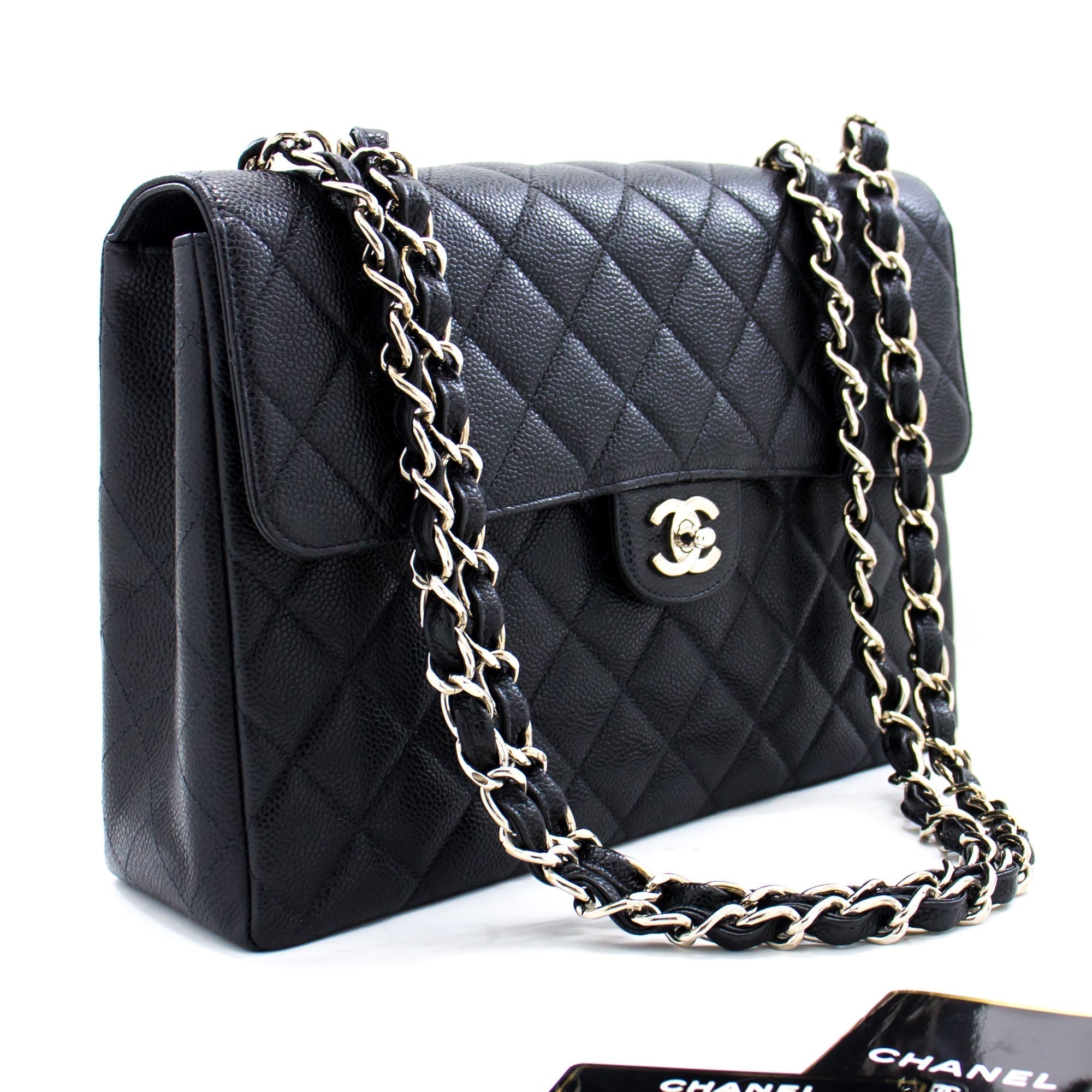 Top Quality Chanel Large Classic Handbag Chain Shoulder Bag New Black Caviar