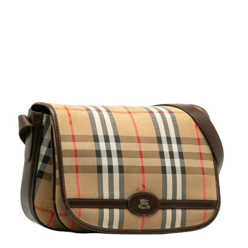 Burberry Nova Check Shadow Horse Canvas Leather Shoulder Bag