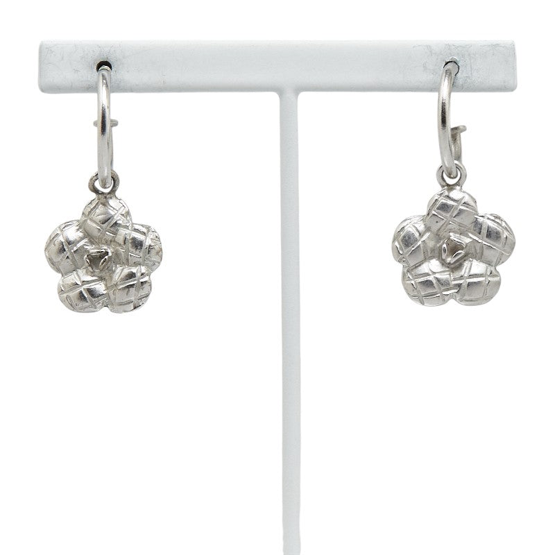 Chanel Camellia Silver Metal Earrings