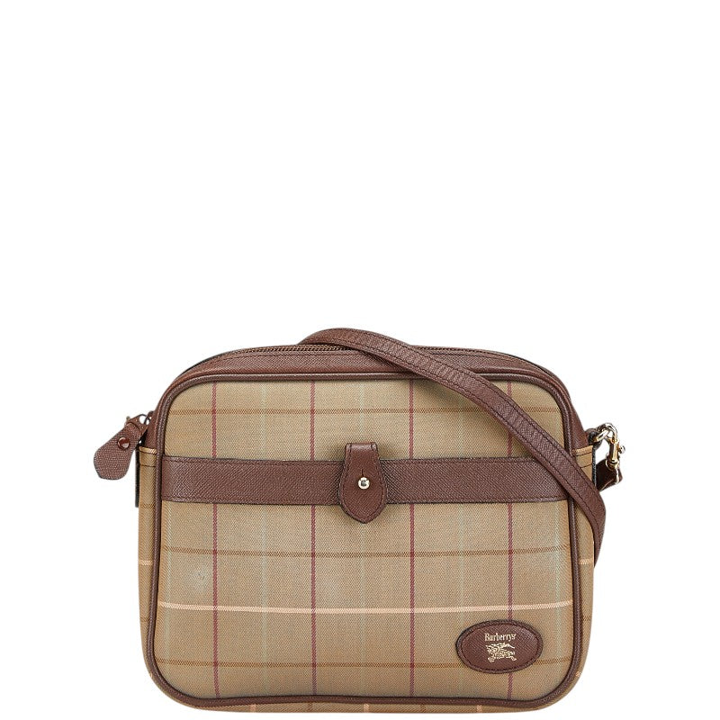 Burberry Logo Check Canvas Leather Shoulder Bag