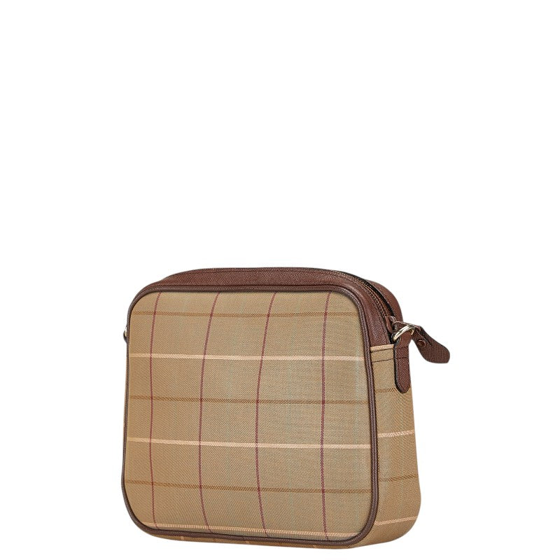 Burberry Logo Check Canvas Leather Shoulder Bag