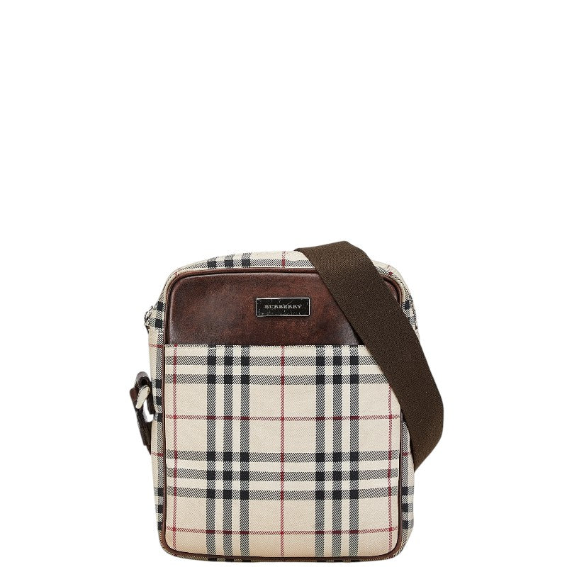 Burberry Nova Check Canvas Leather Shoulder Bag