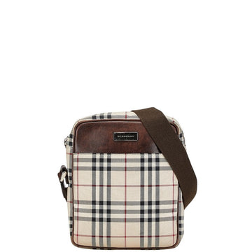 Burberry Nova Check Canvas Leather Shoulder Bag