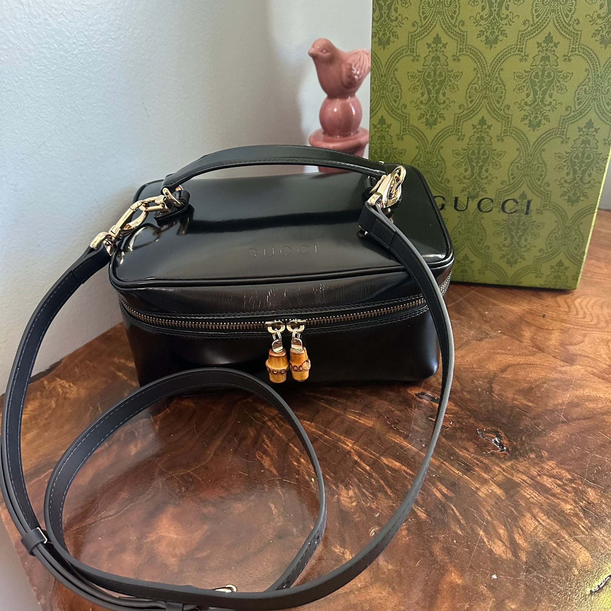 The Junco Crossbody/Clutch - Larger Prestige Totes Bags Gucci Bamboo Cosmetic Bag in Black Leather