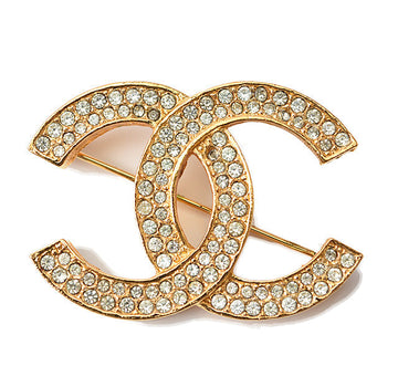 Chanel Brooch Coco Mark Rhinestone Gold