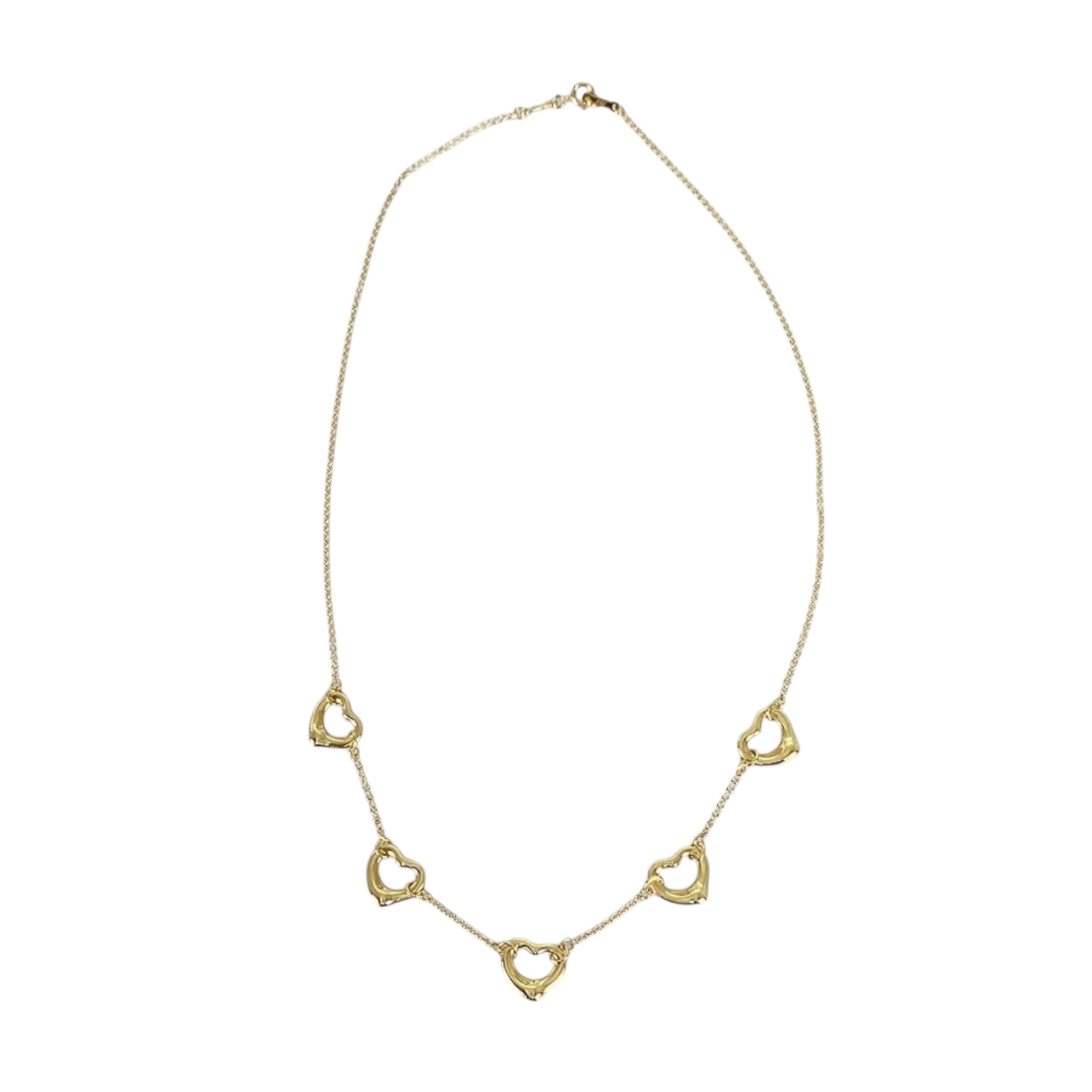 18K Yellow Gold Elsa Peretti 5 Motifs Open Heart Necklace