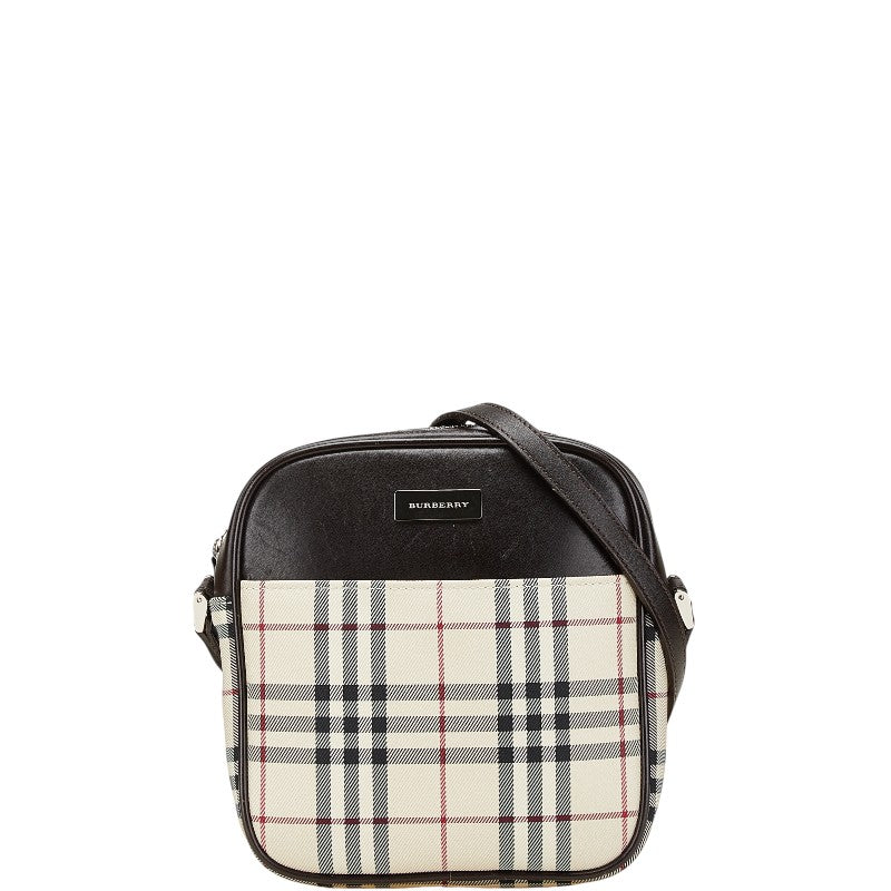 Burberry Nova Check Canvas Leather Shoulder Bag