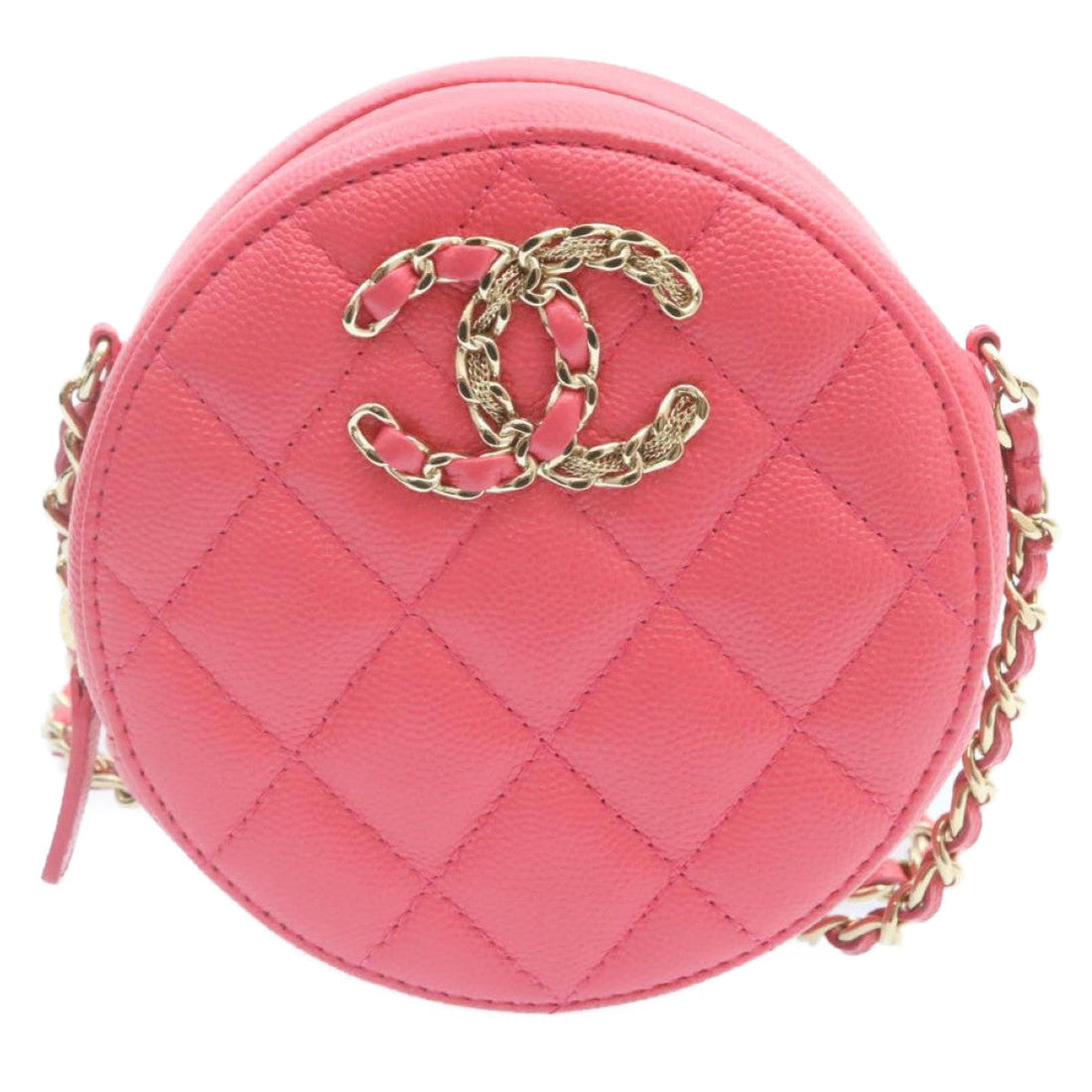 Top Quality Chanel Matelasse Caviar Skin Chain Shoulder Bag Pink CC Auth 23651A